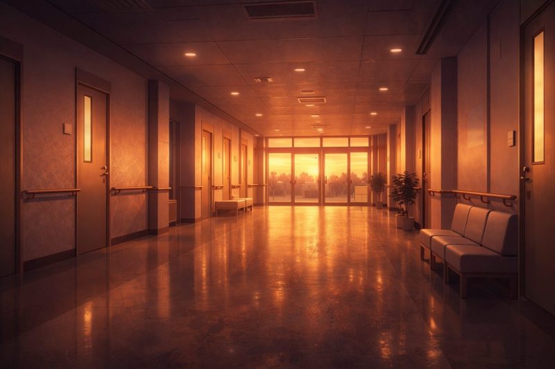 夕暮れの病院廊下