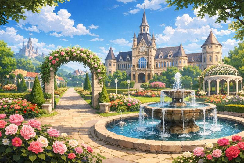 乙女ゲーム世界の学園中庭