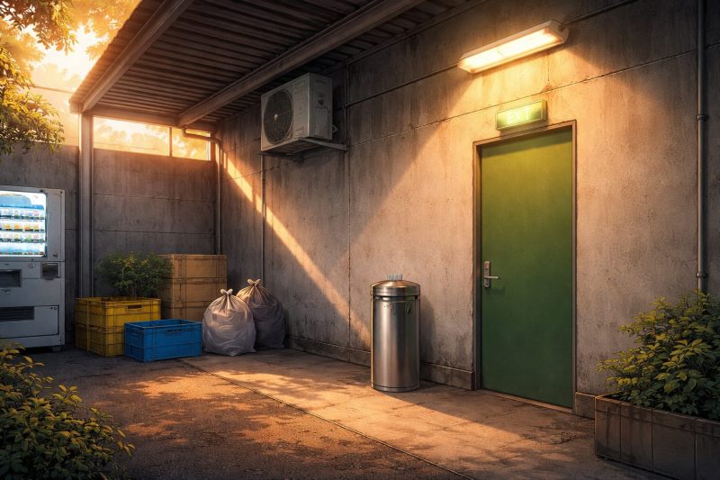 スーパー裏の静かな喫煙所