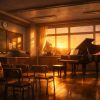 夕陽差す静かな音楽室