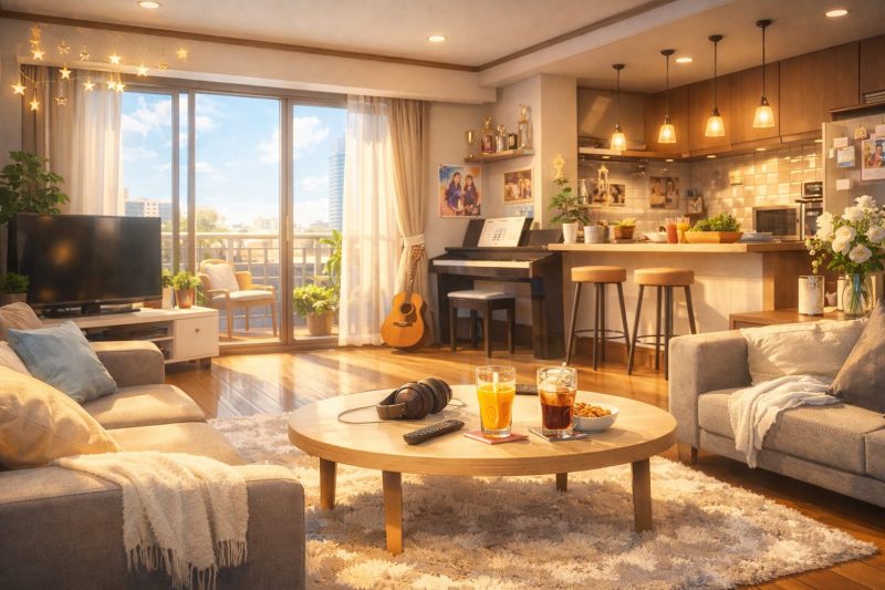 アイドル同居のリビング