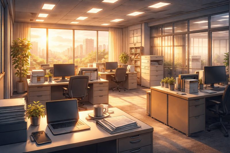 静かなオフィスの光