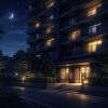静まり返る夜のマンション