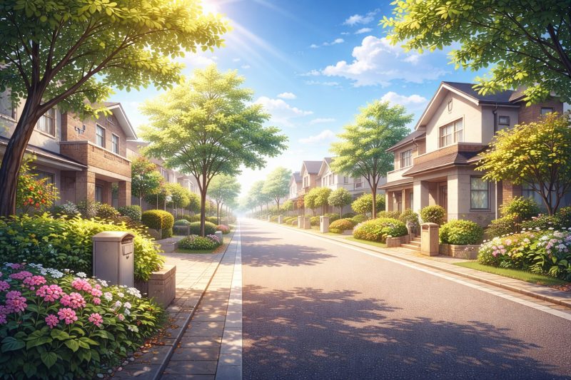 晴れた朝の住宅街