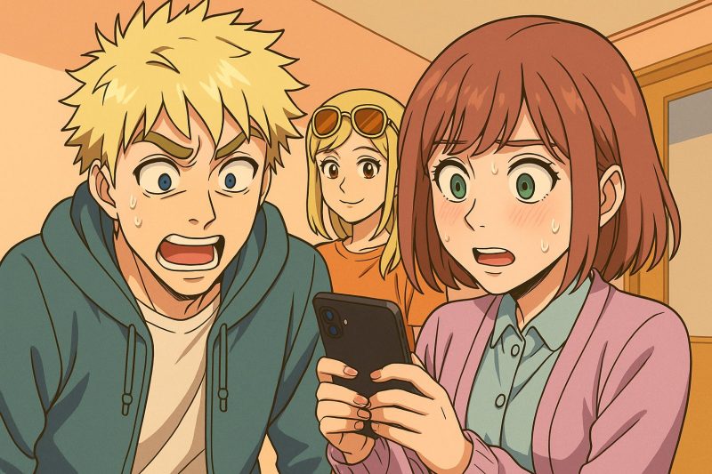 通知に驚く三人組