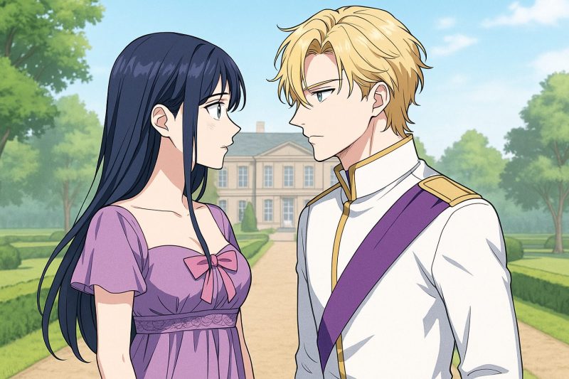 邸宅前で対峙する二人