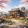 桜舞う大正和風の屋敷