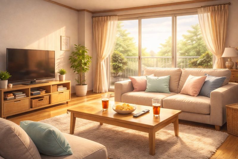 柔らかな光のリビング