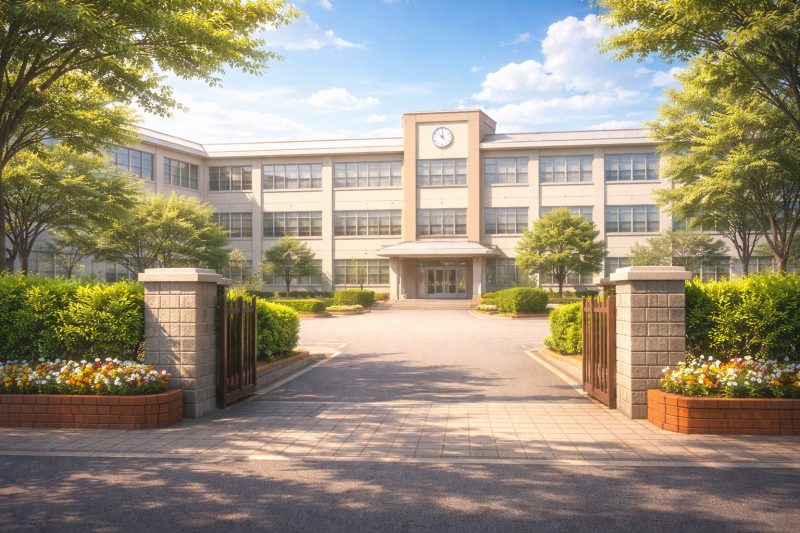 朝の学校の外観