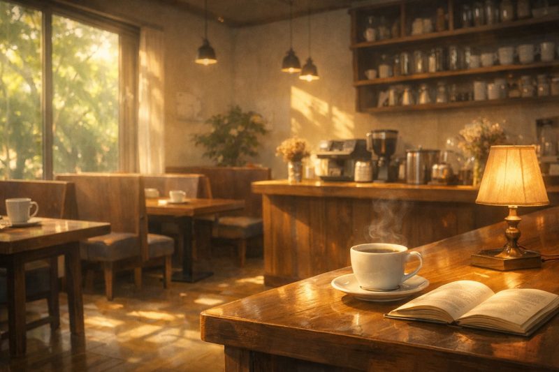 静かなサイレントカフェの午後