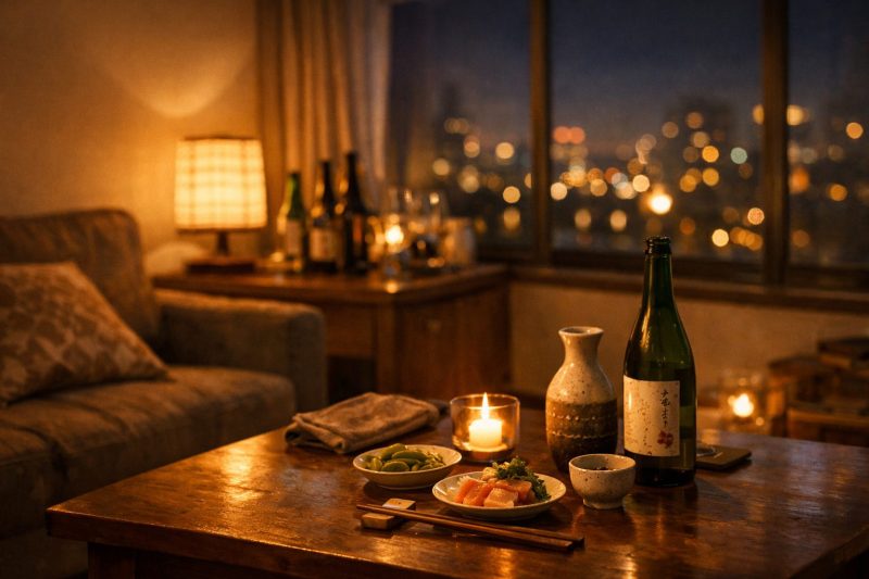 晩酌と灯りの部屋
