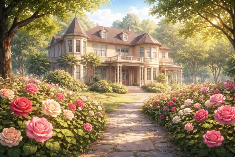 薔薇に囲まれた静かな家