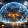 結界が輝く夜の神社