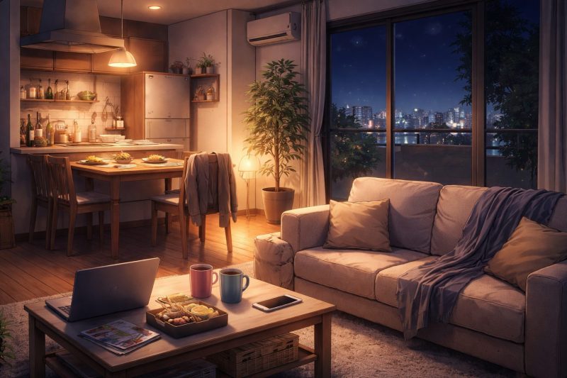 夜の部屋と同居感