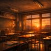 夕暮れの無人教室