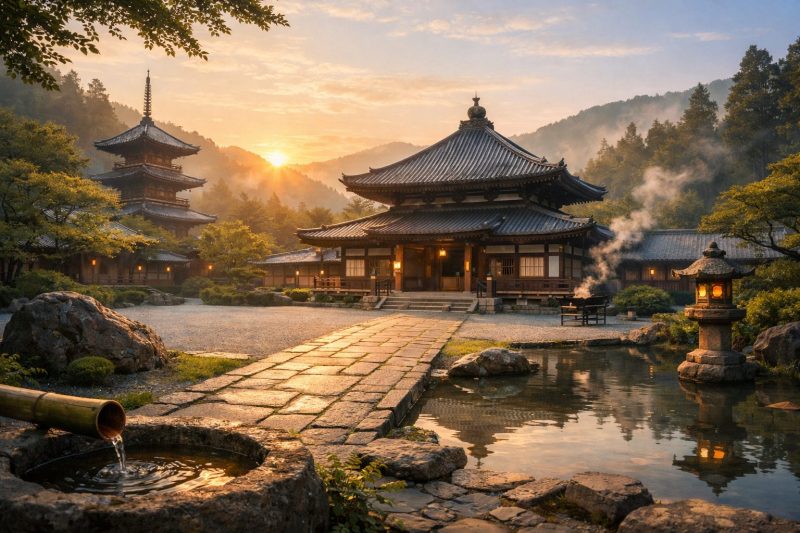 禅寺の静かな朝