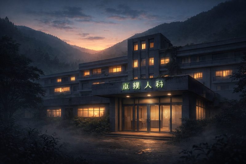 夜明けの静かな病院外観