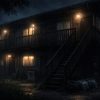 夜の木造アパート