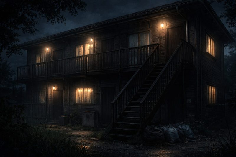 夜の木造アパート