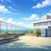 学校の屋上と青空