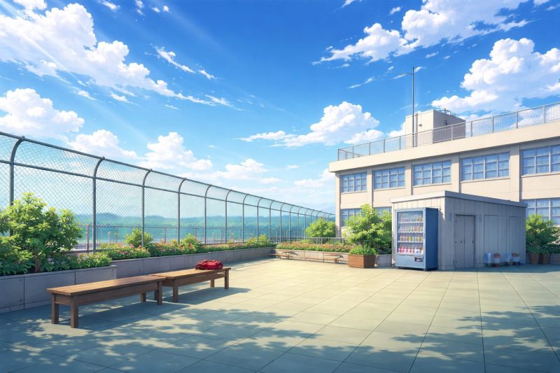 学校の屋上と青空