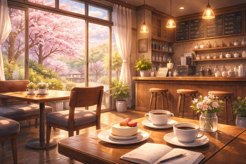 春のやさしいカフェ