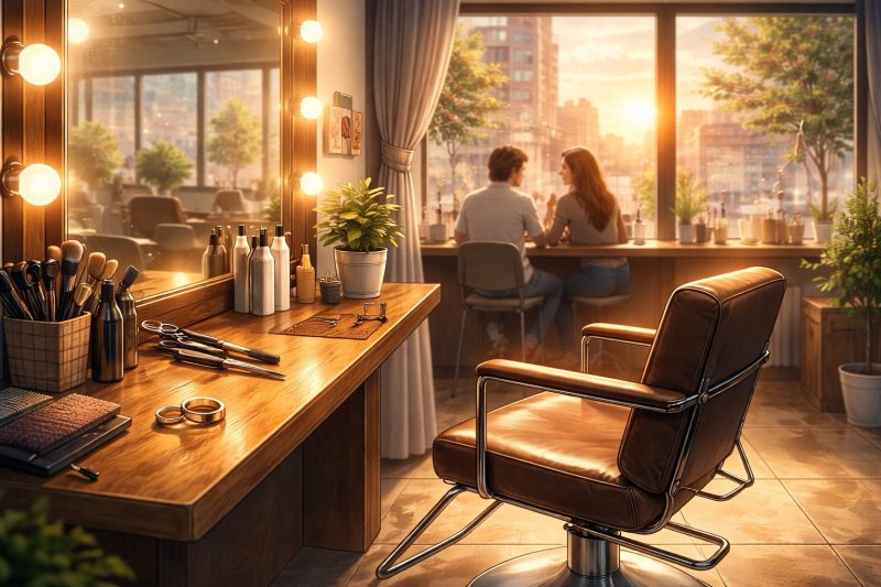 夕暮れの美容室