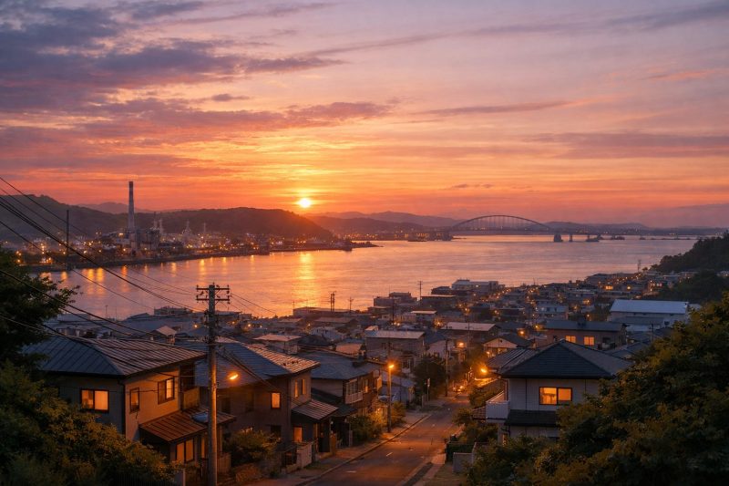 北海道・室蘭の静かな夕景