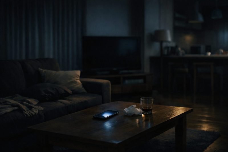 静まり返る夜のリビング