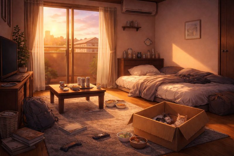 夕暮れの静かな一人部屋