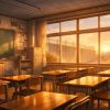 夕暮れの高校教室