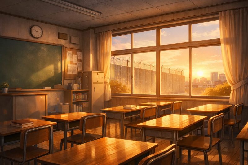 夕暮れの高校教室