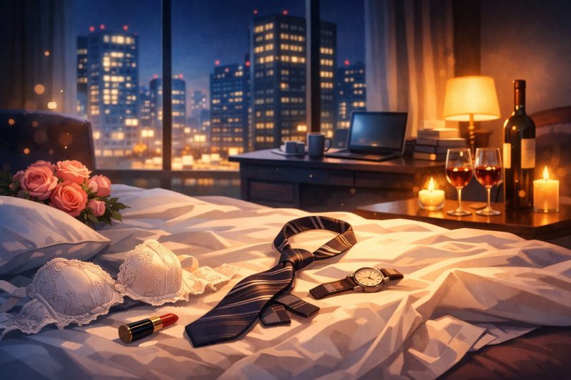 夜景とベッドの余韻