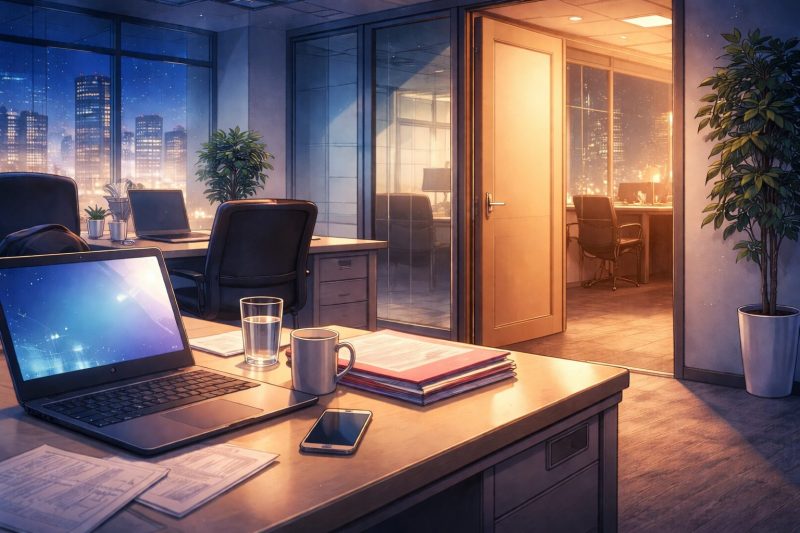 夜の静かなオフィス