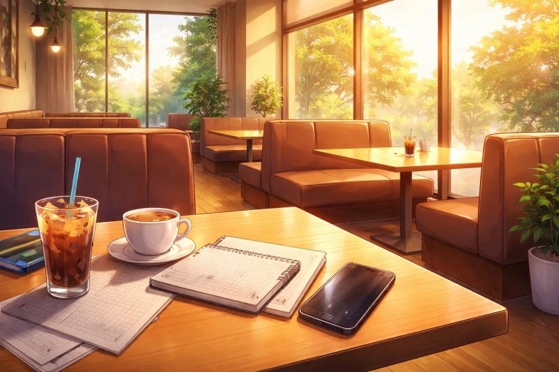 昼下がりのカフェ席