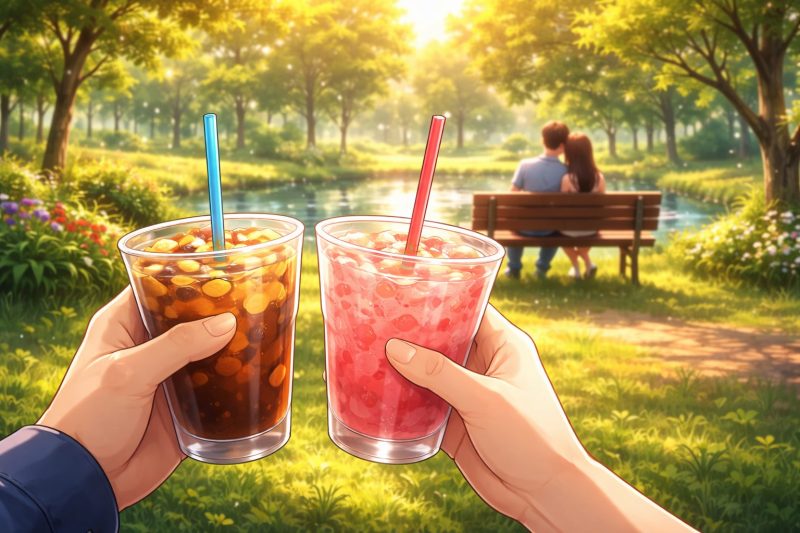 公園で乾杯する午後