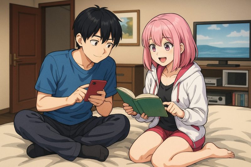 部屋で語らう二人