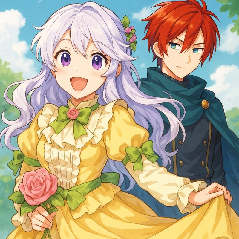 笑顔の令嬢と青年