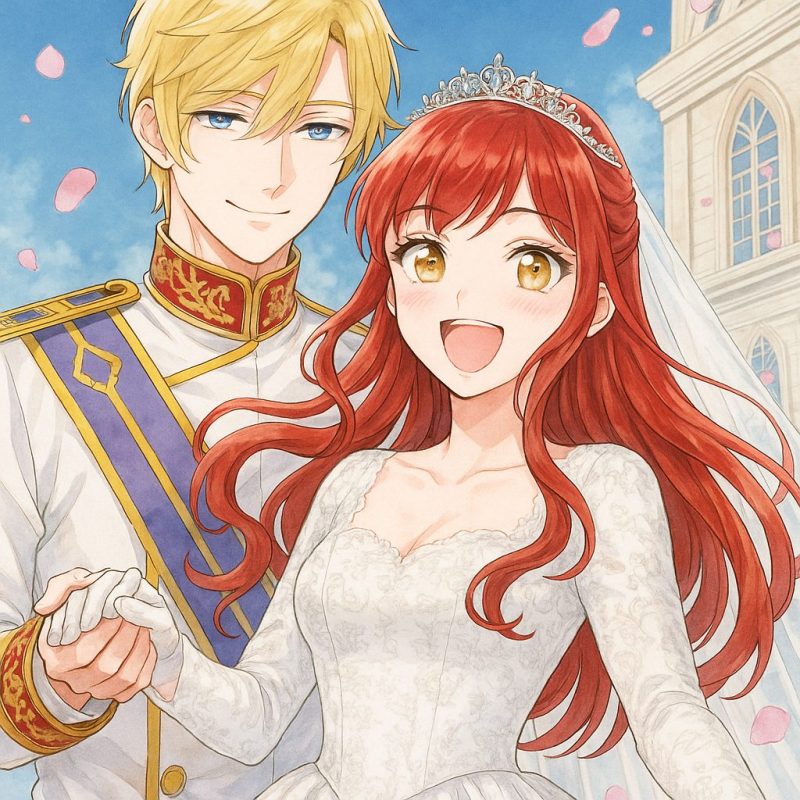 結婚式で微笑む二人