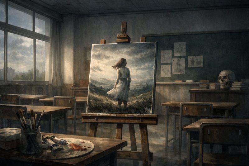 不気味な絵と静かな教室
