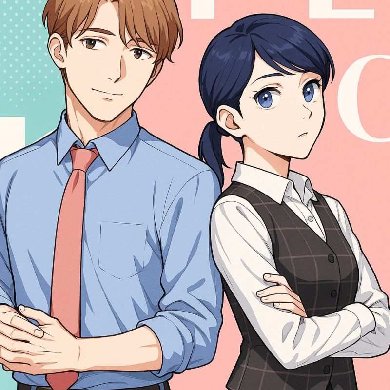 クールな男女の立ち姿