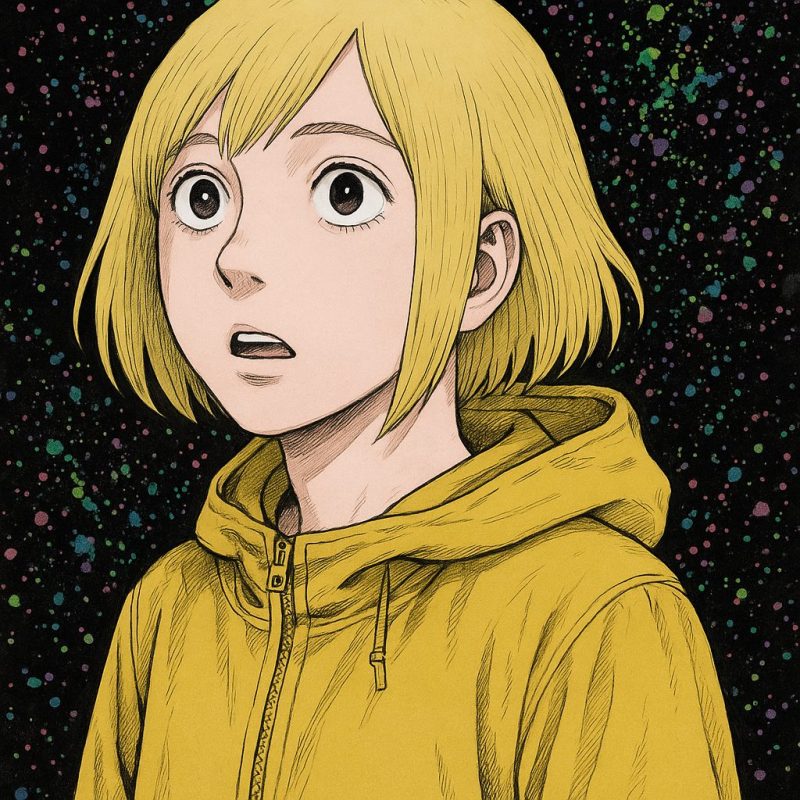 黄のパーカーの少女