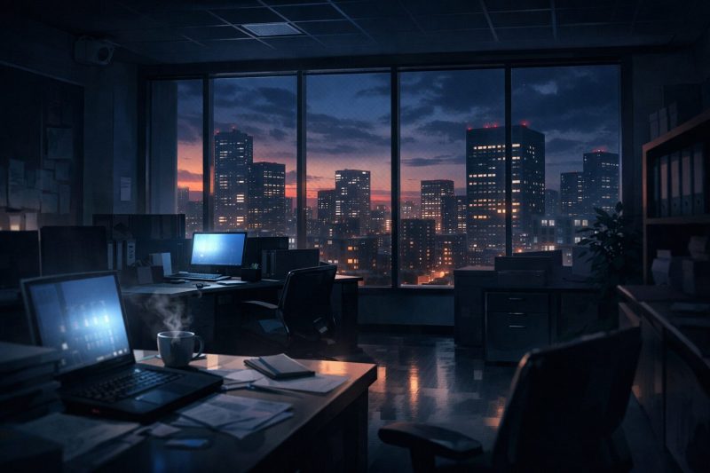 夜のオフィスに漂う危険な気配