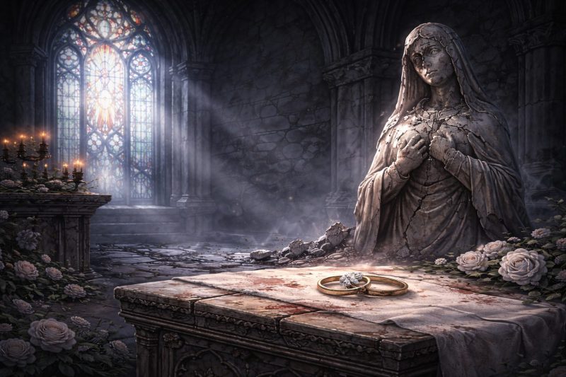 砕けた聖女像と指輪