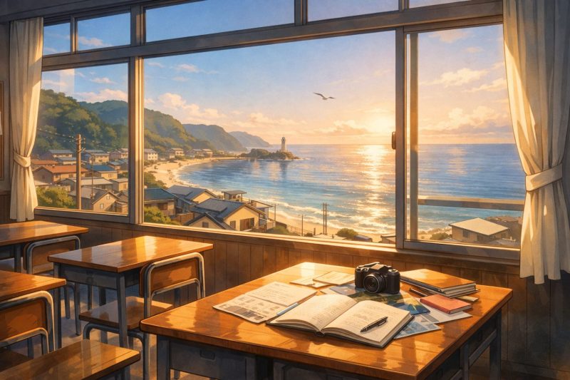 海辺の町と放課後の教室
