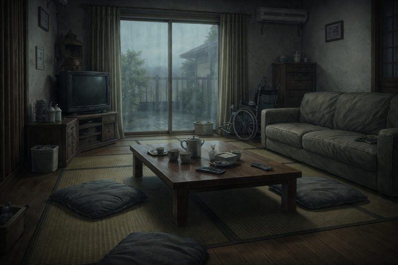 静まり返る実家の居間