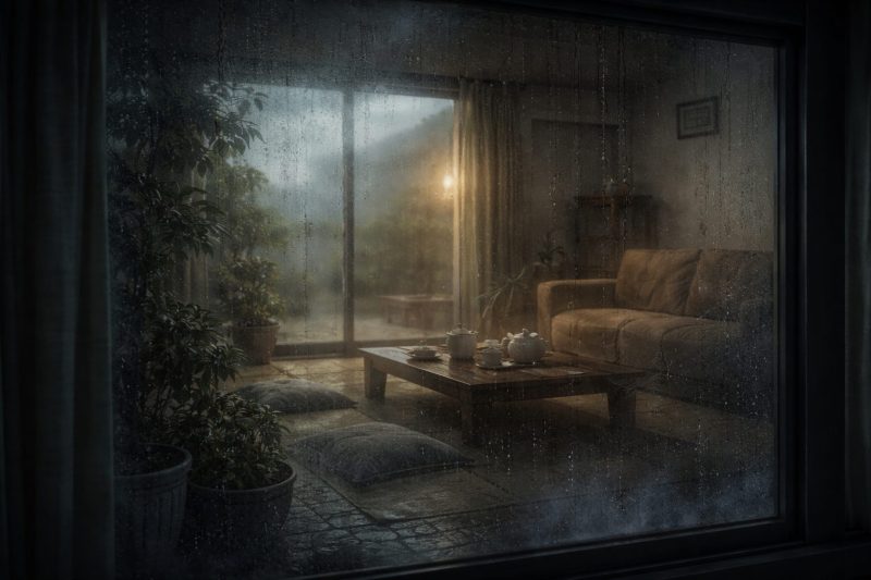 曇る窓越しの家の余韻