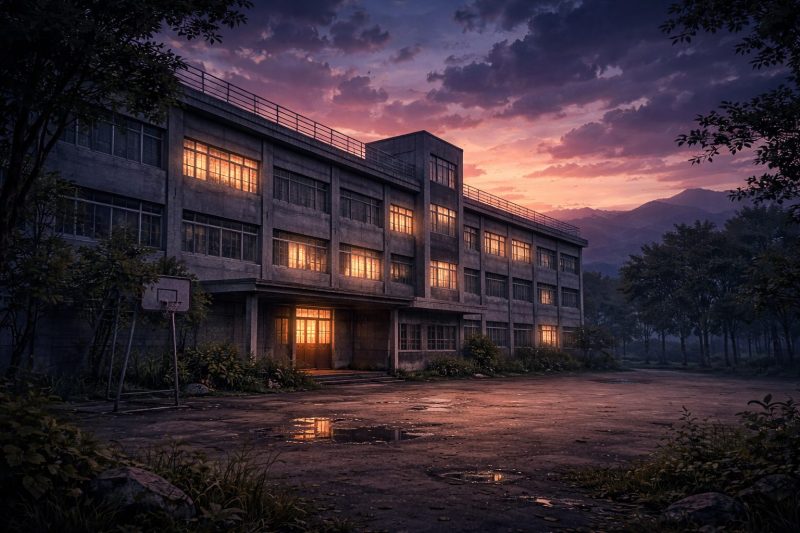 夕暮れの静かな学校