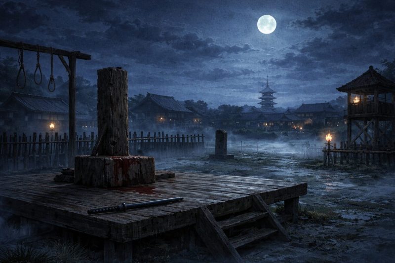 月夜の処刑場遠景