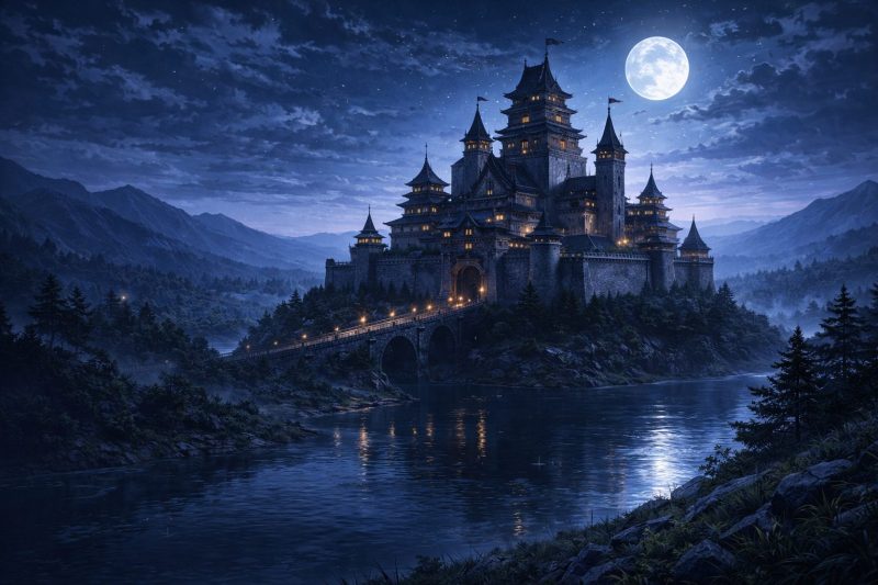 月夜の静かな城